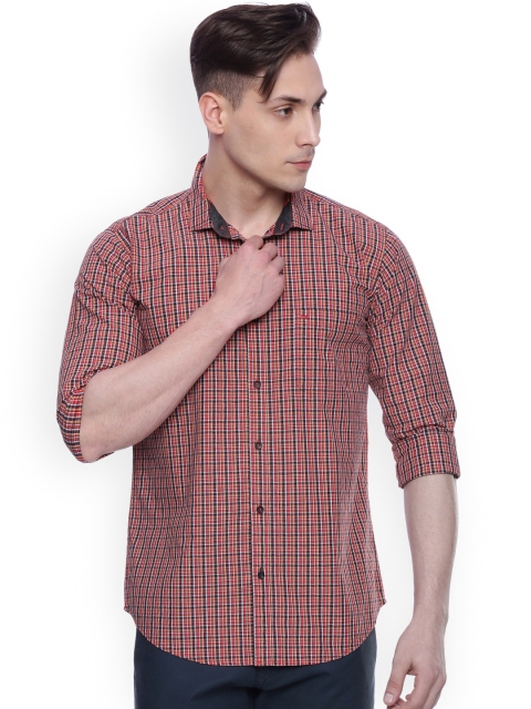 

Basics Men Red & Black Slim Fit Checked Casual Shirt