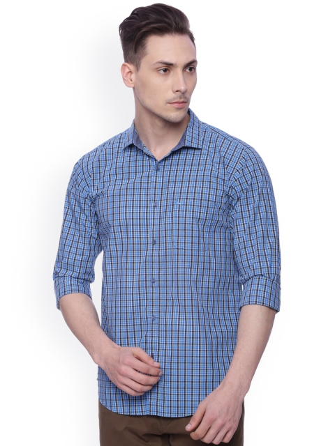 

Basics Men Blue Slim Fit Checked Casual Shirt