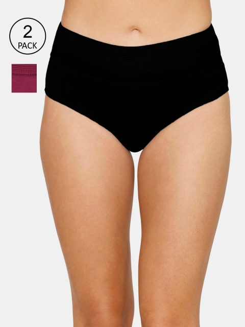 

Zivame Women Pack of 2 High Rise Hipster Briefs ZI2684FASHBSLVR, Maroon