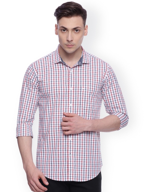 

Basics Men Red & Blue Slim Fit Checked Casual Shirt