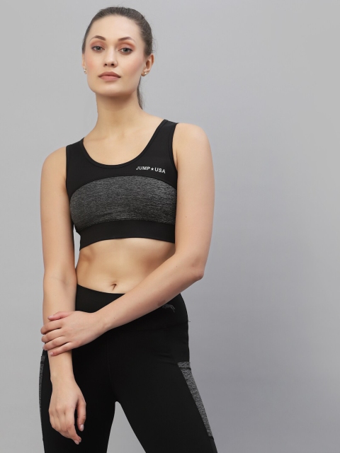 

JUMP USA Black & Grey Colourblocked Non Padded Sports Bra