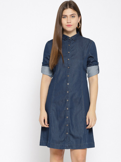 

Xpose Navy Blue Denim Shirt Dress