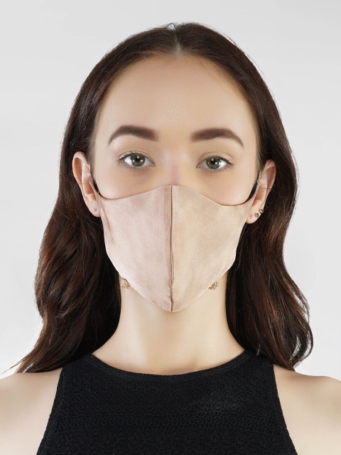 

ATTIC SALT Women Nude-Coloured Solid 3-Ply Reusable Cloth Mask