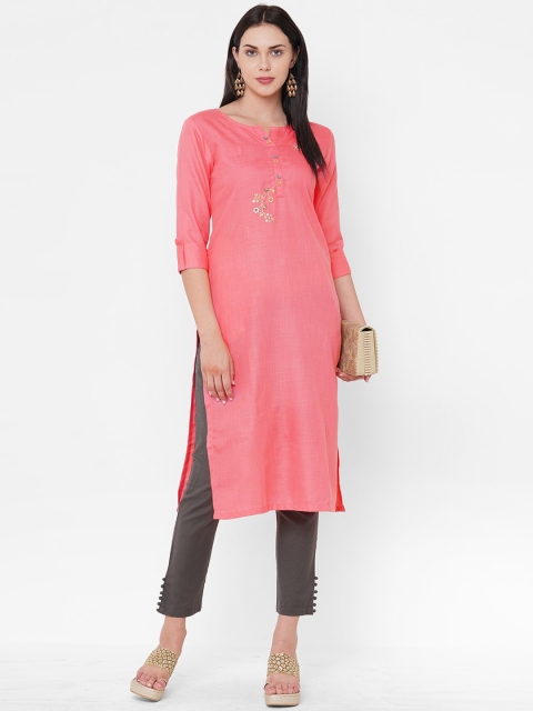 

ZOLA Women Pink Thread Work Kurta
