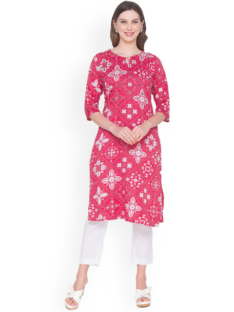 

ZOLA Women Red Floral Printed Gotta Patti Kurta