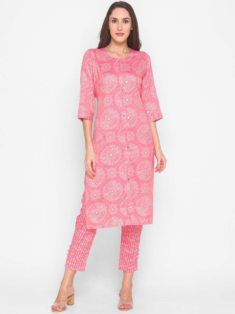 

ZOLA Women Pink Paisley Embroidered Thread Work Kurta