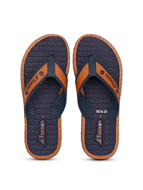 

Tucson Men Navy Blue & Brown Rubber Slip-On