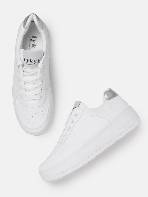 

IYKYK Women White Perforated Sneakers