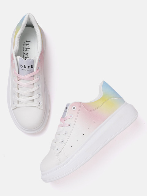 

IYKYK Women White & Pink Ombre Sneakers