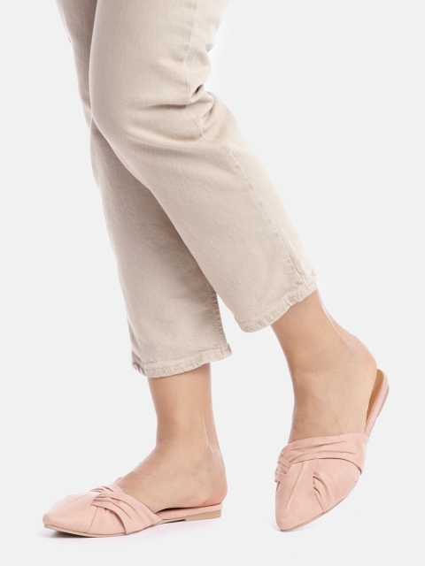 

IYKYK Women Peach-Coloured Suede Finish Pointed-Toe Flats