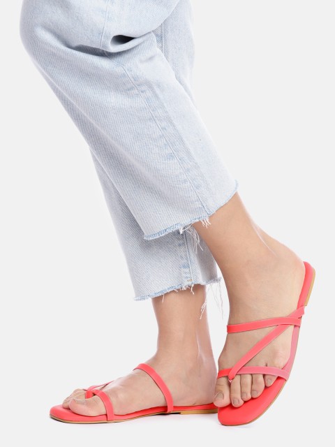 

IYKYK Women Coral Pink Solid Open Toe Flats