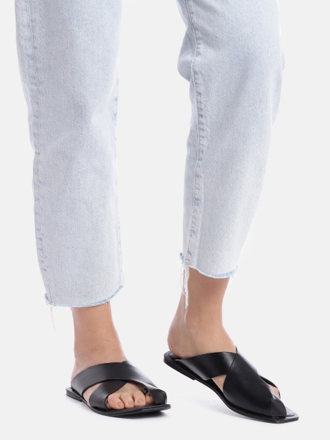 

IYKYK Women Black Solid Open Toe Flats
