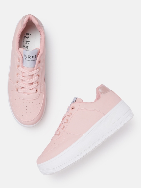 

IYKYK Women Peach-Coloured Perforated Sneakers