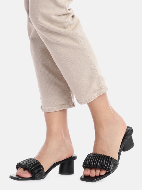 

IYKYK Women Black Ruched Block Heels