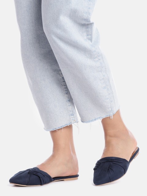 

IYKYK Women Navy Blue Suede Finish Pointed-Toe Flats
