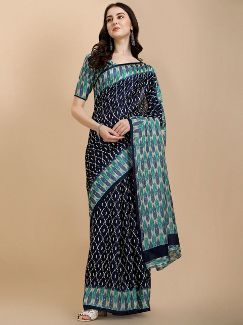 

Sangria Blue & Black Silk Cotton Saree