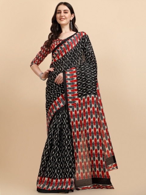 

Sangria Black & Red Silk Cotton Saree