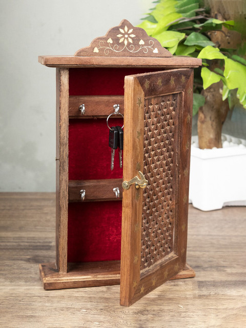 

MARKET99 Brown Textured 6 Hooks Key Holder