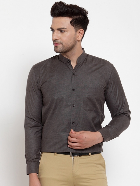 

JAINISH Men Charcoal Comfort Mandarin Collar Formal Shirt