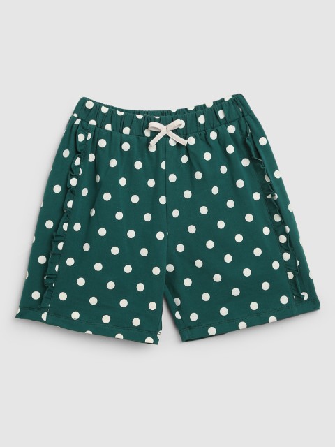 

YK Teen Girls Green Printed Cotton Shorts