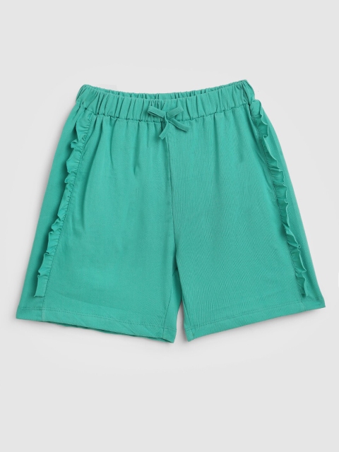 

YK Girls Turquoise Blue Cotton Shorts