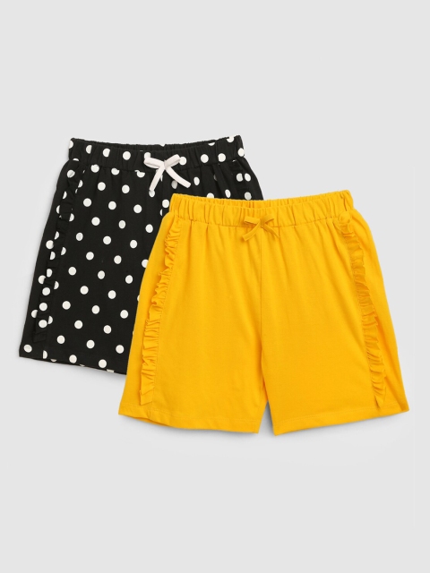 

YK Girls Pack of 2 Cotton Shorts, Black