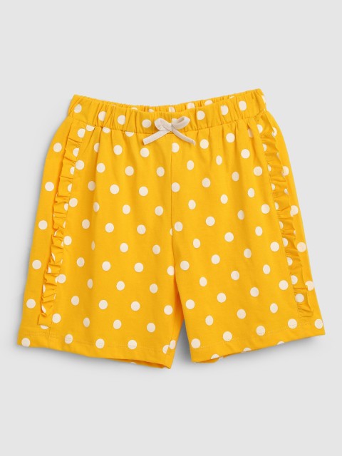 

YK Girls Yellow Printed Cotton Shorts