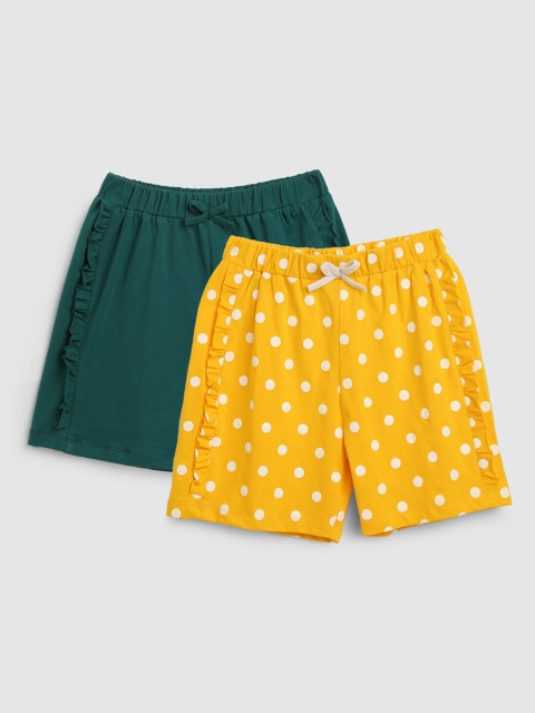 

YK Girls Pack of 2 Cotton Shorts, Teal