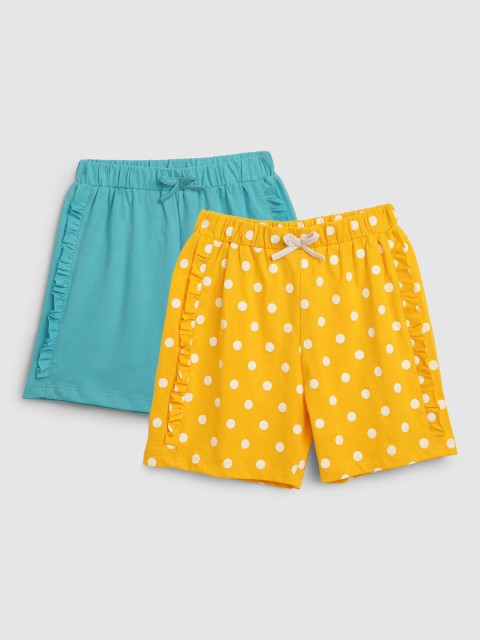 

YK Girls Yellow Printed Shorts