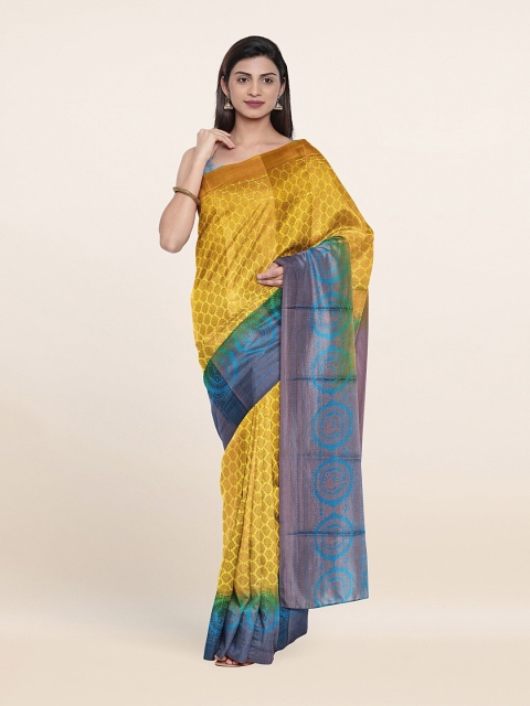 

Pothys Yellow & Blue Ethnic Motifs Art Silk Saree