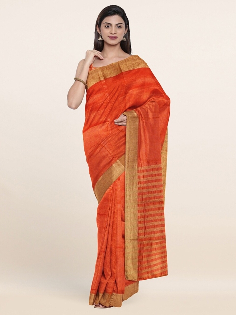 

Pothys Orange & Gold-Toned Woven Design Zari Saree