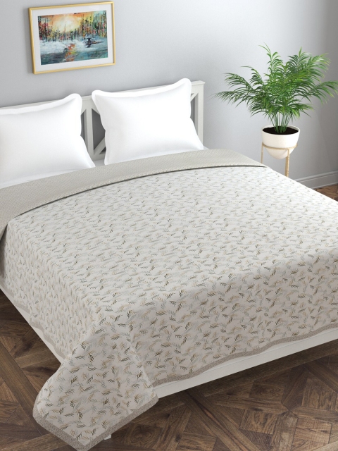 

Florida Grey & Off White Floral AC Room 120 GSM Reversible Double Bed Dohar