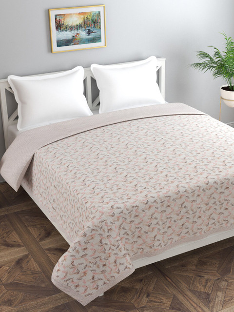 

Florida Beige & Pink 120 GSM Floral Double Bed AC Room Cotton Reversible Dohar