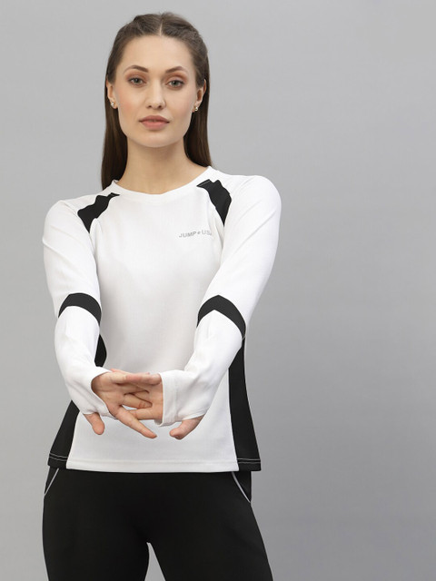 

JUMP USA Women White Polo Collar T-shirt