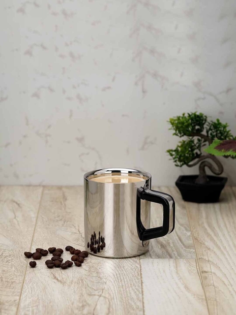 

PDDFALCON Silver-Toned Printed Stainless Steel Matte Cups Set of Cups and Mugs