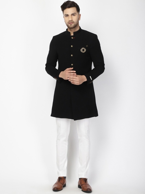 

Blackberrys Men Black Solid 2-Piece Slim-Fit Formal Bandhgala Suit
