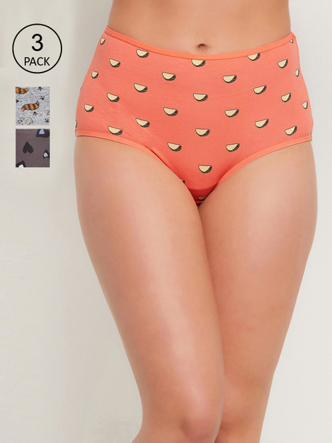 

Clovia Women Pack of 3 Multicolored Printed Hipsters, Multi