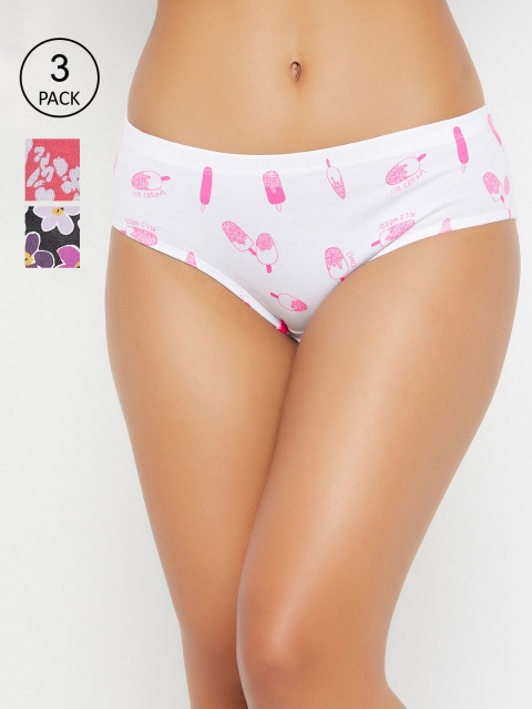 

Clovia Pack of 3 Mid Waist Printed Hipster Briefs, Multi