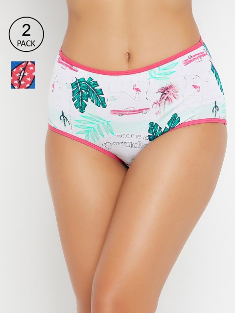 

Clovia Women Pack Of 2 Graphic Printed Hipster Briefs COMPN1486S, Blue