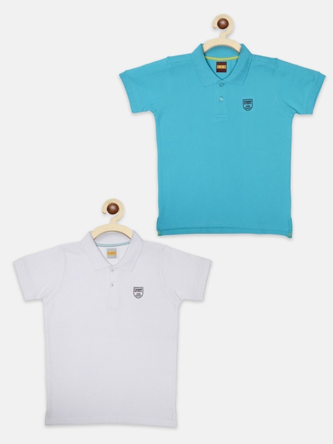 

AXM CHAMP Boys White 2 Henley Neck Applique T-shirt