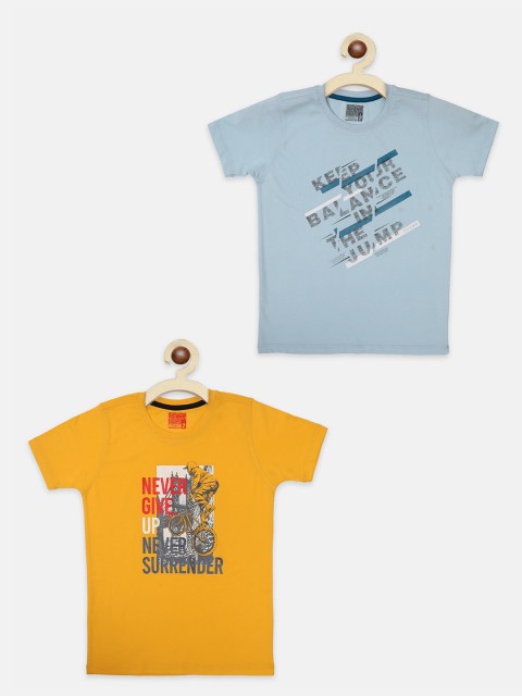 

AXM CHAMP Boys Yellow Typography 2 Printed Applique T-shirt