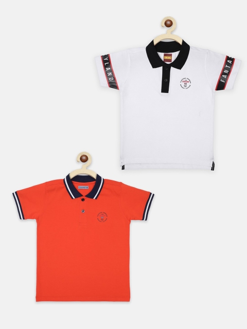 

AXM CHAMP Boys White 2 Polo Collar Applique T-shirt