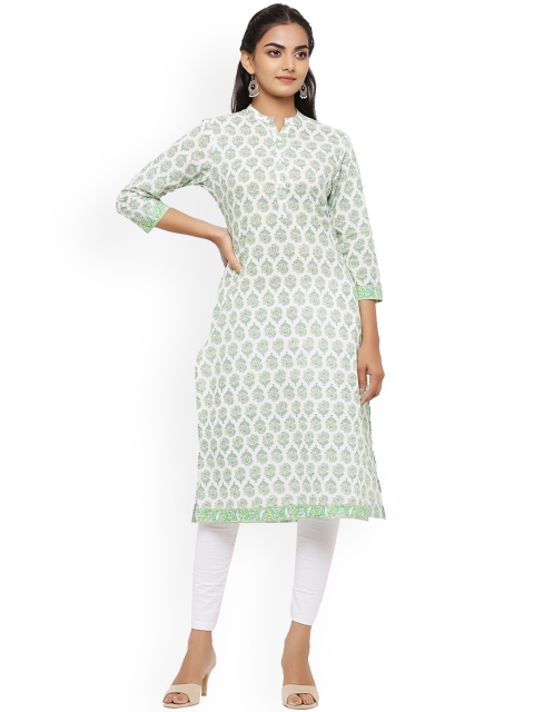 

mirari Women Blue Ethnic Motifs Printed Patchwork Floral Handloom Kurta