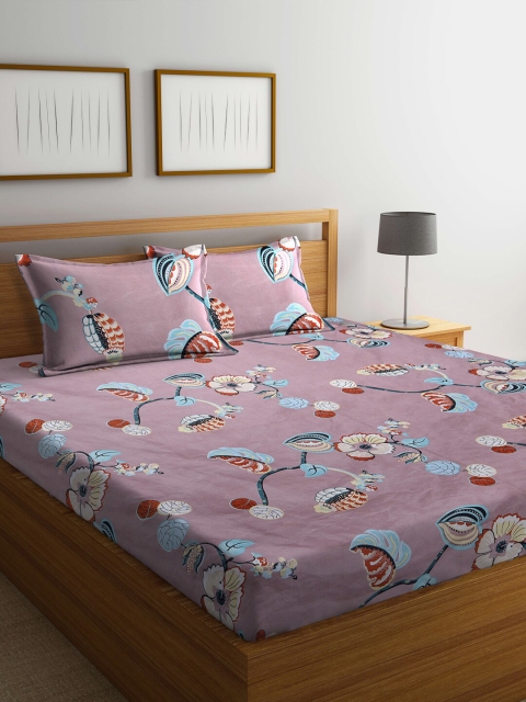 

BOMBAY DYEING Brown & Blue Graphic 104 TC Queen Bedsheet with 2 Pillow Covers