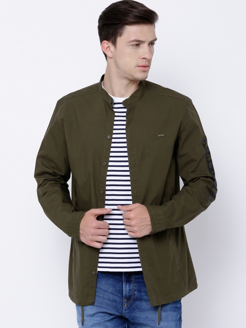 

LOCOMOTIVE Olive Green Slim Fit Shacket