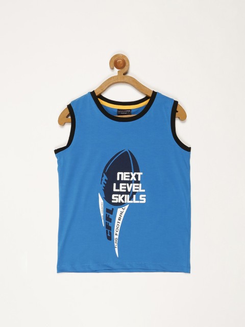 

V2 Value & Variety Boys Blue Printed Applique T-shirt