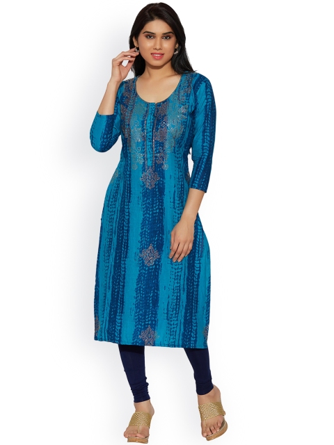 

Jashn Women Blue Printed Kurta