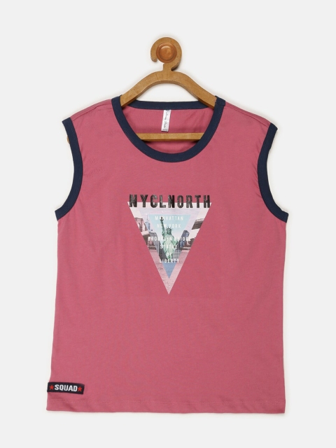 

V2 Value & Variety Boys Purple Printed V-Neck Extended Sleeves Applique T-shirt