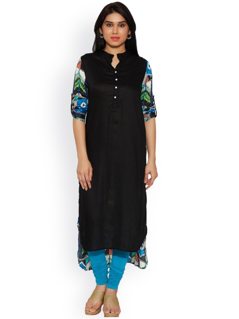 

Jashn Women Black Solid A-Line Kurta