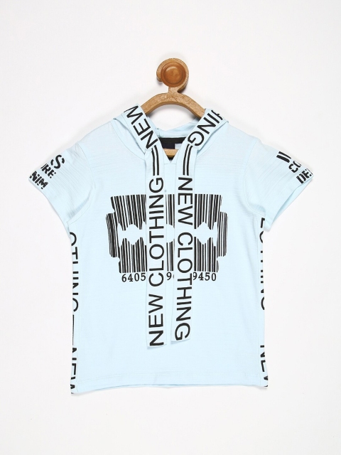 

V2 Value & Variety Boys Blue Typography Checked High Neck Monochrome T-shirt